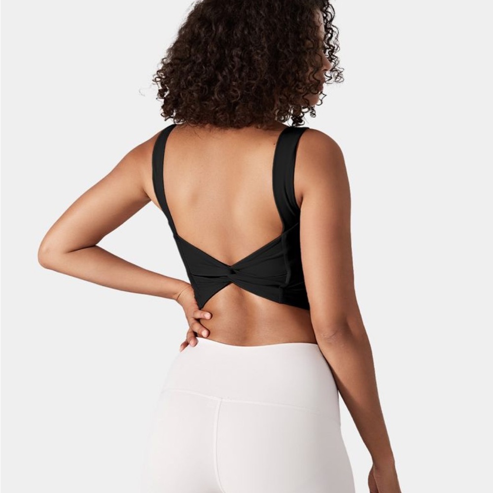 Halara Padded Backless Twisted Workout Cropped Tank Top